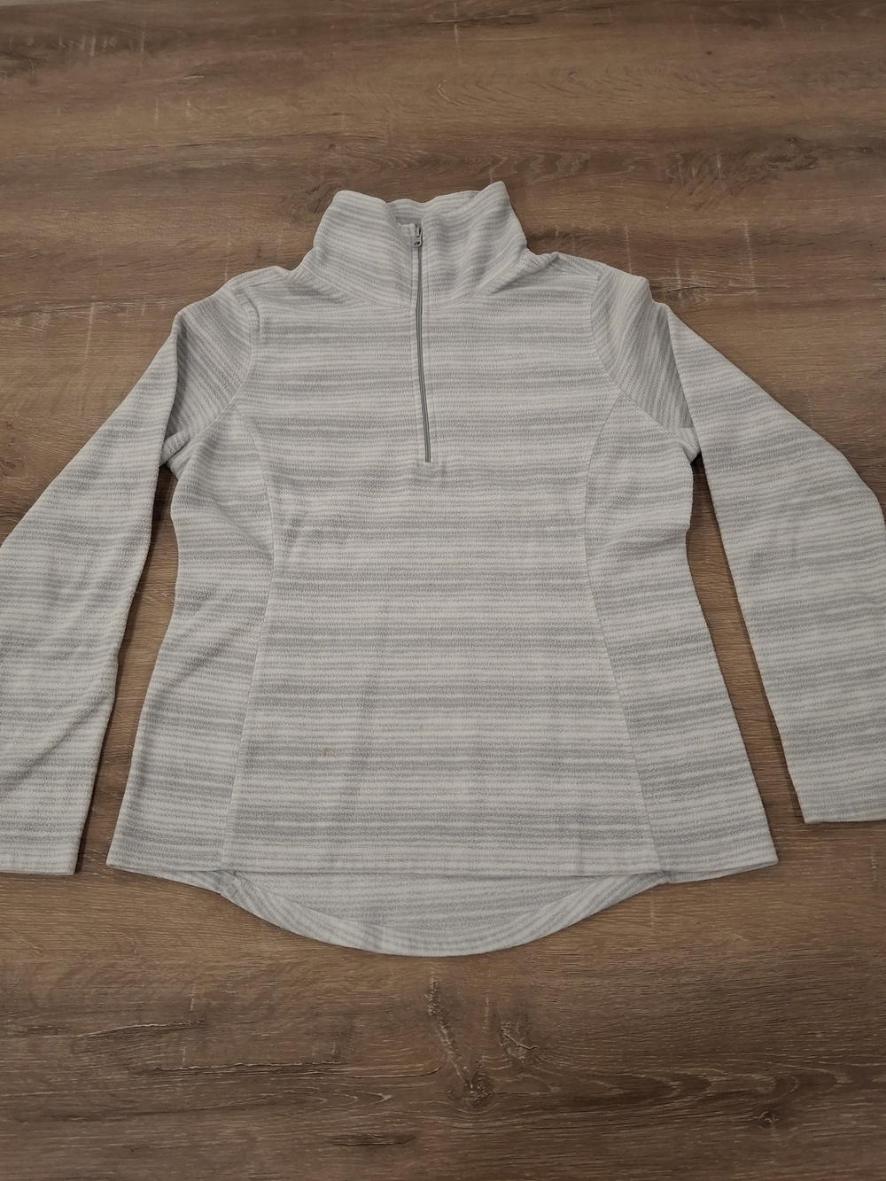 Old Navy Women's Striped Microfleece Half-Zip Pullover M Gray White